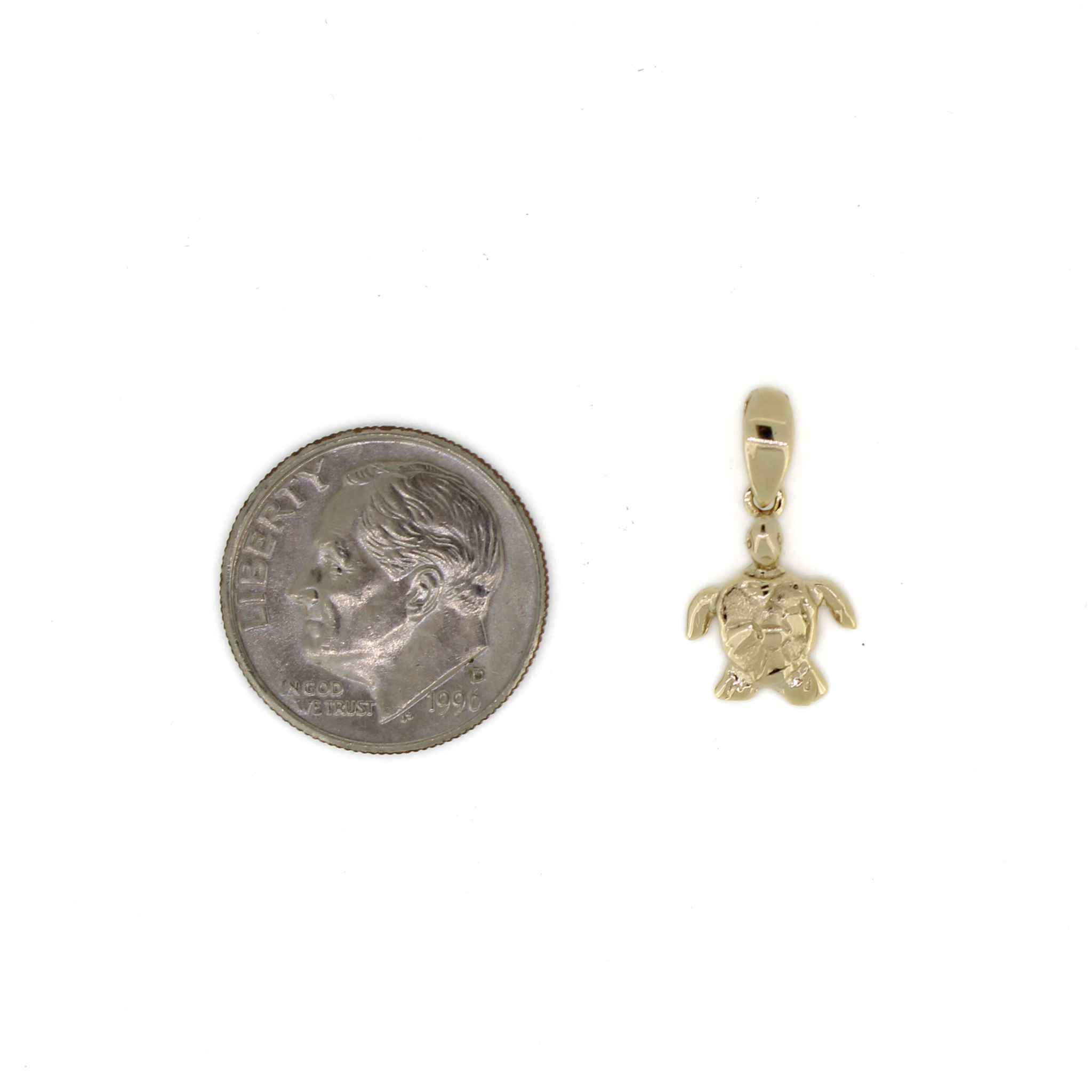 Mini gold honu turtle pendant with small bail detail