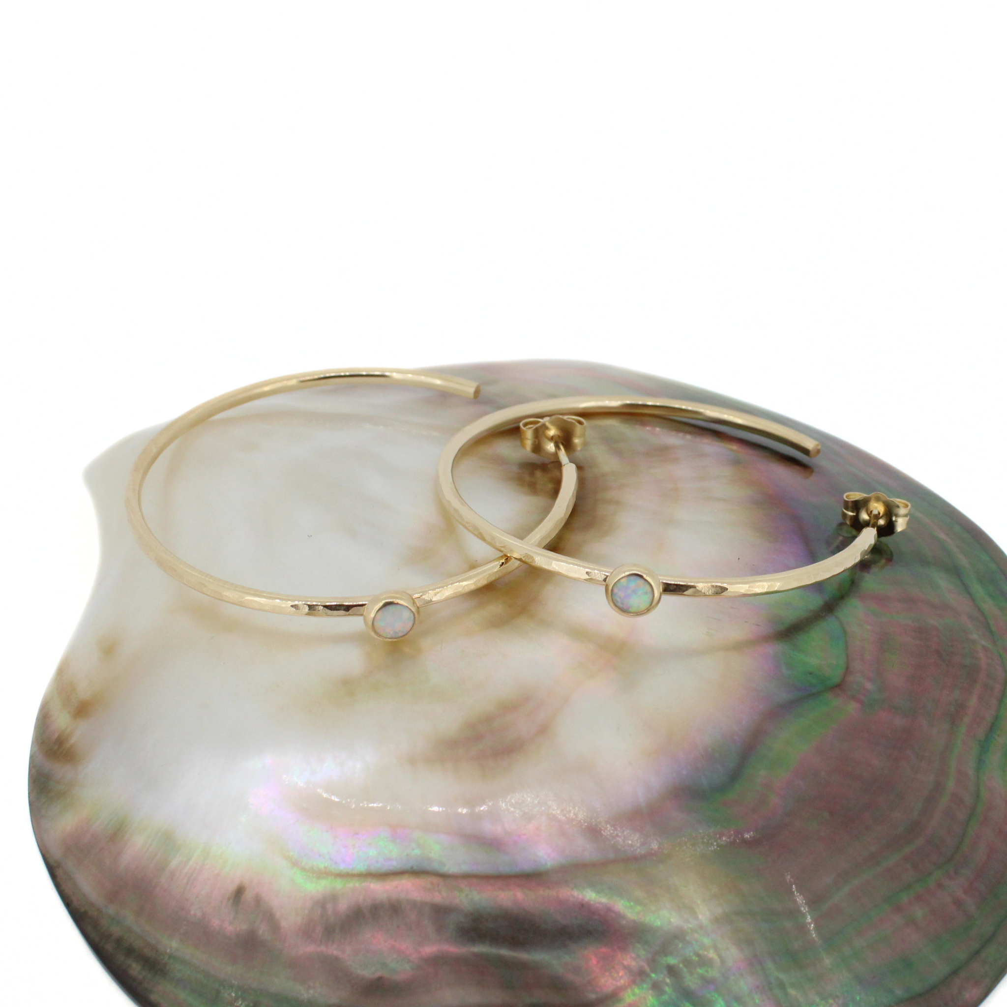 Gold Opal Hoop Earrings