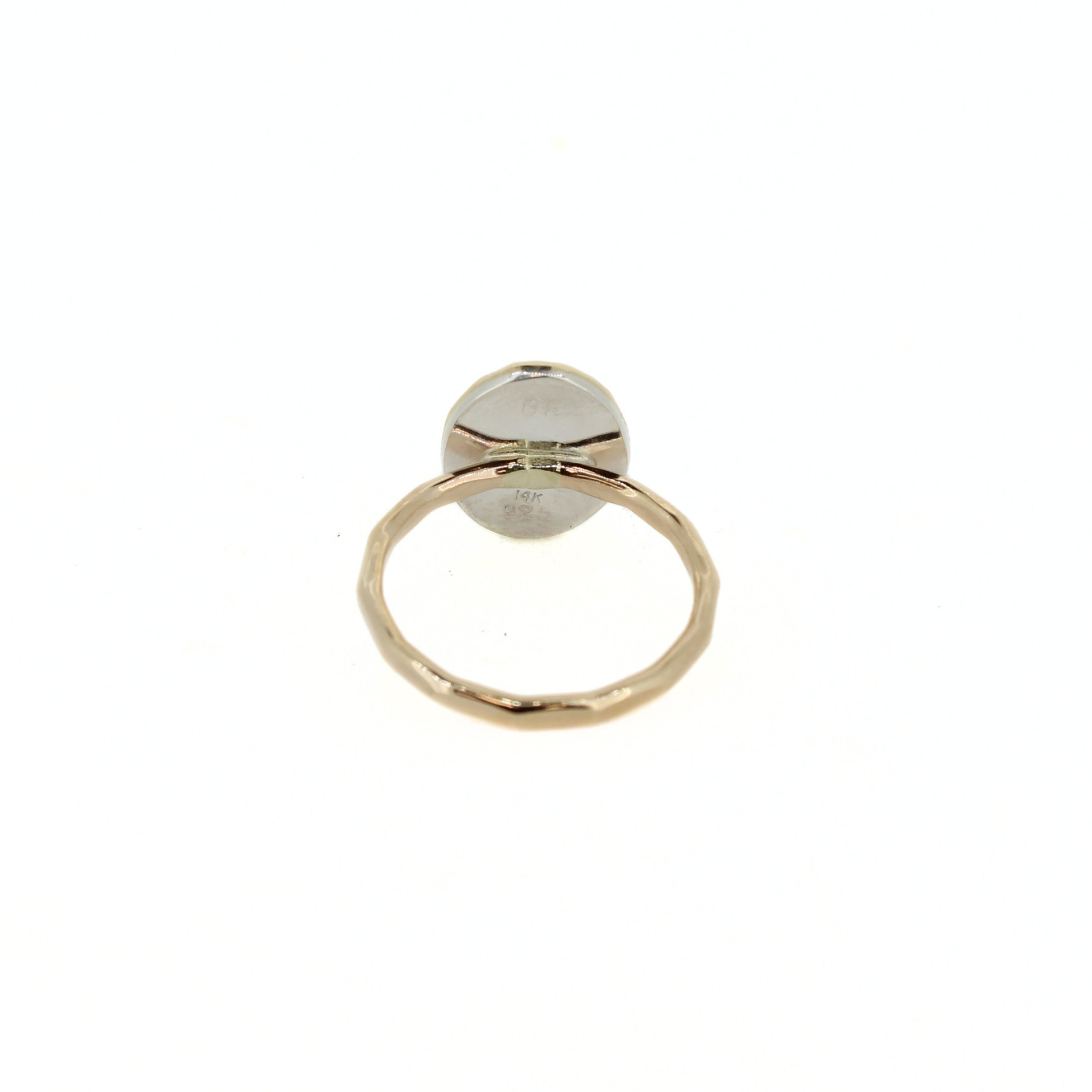 Gold-tone ring back view, smooth band with inner markings