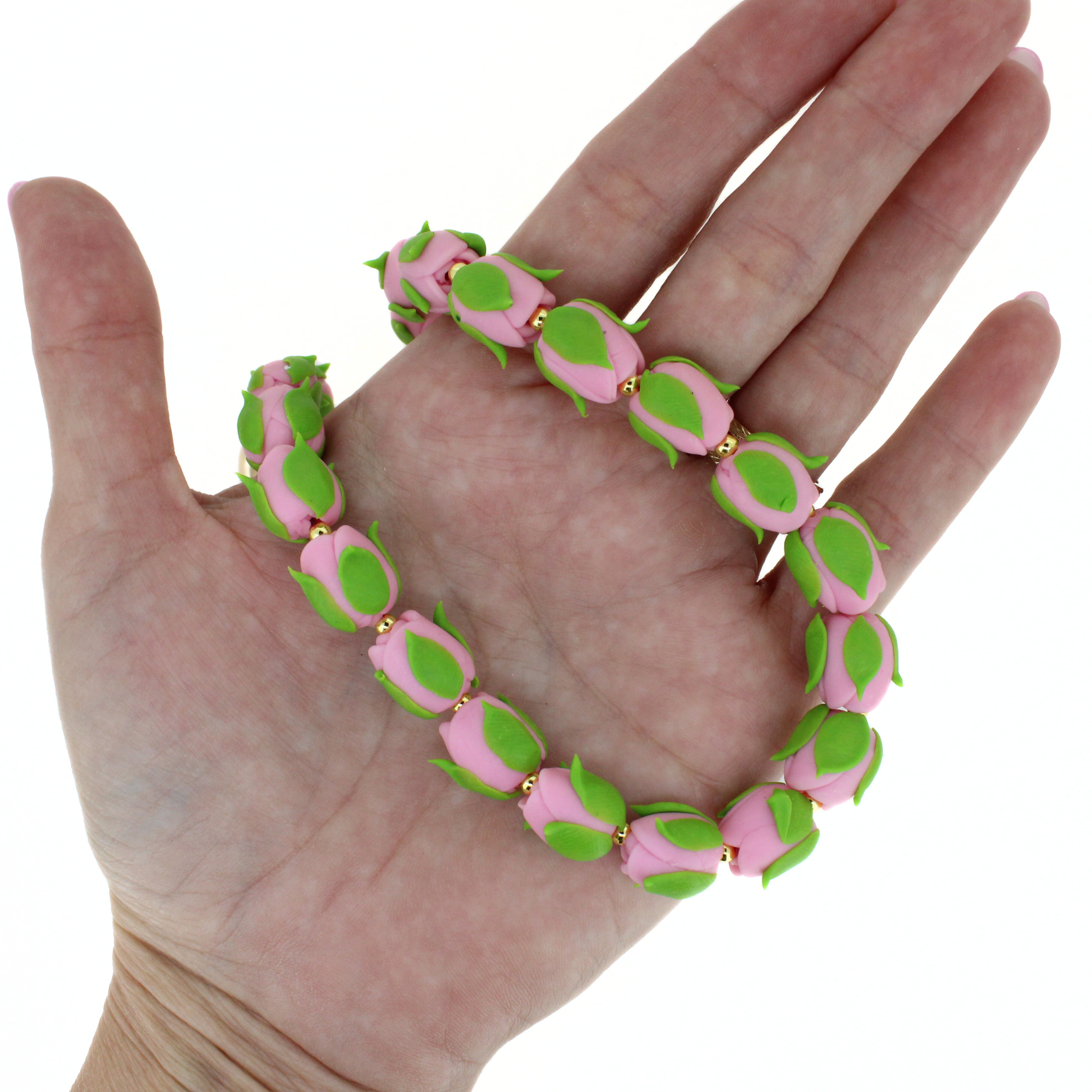 Short Purse Lei- Pink Lokelani Rose Flower