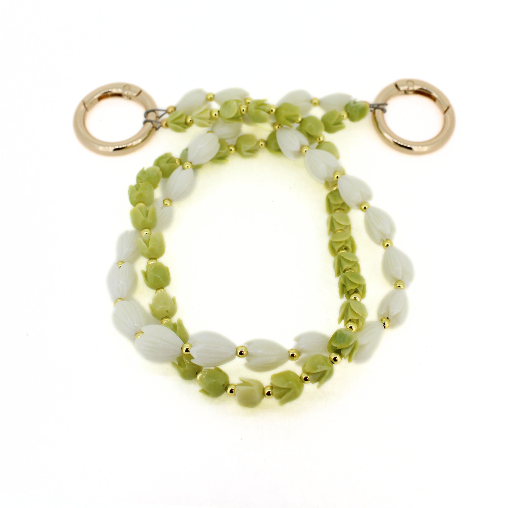 Brianne & co. Short Double Strand Purse Lei with White Pikake & Green Pakalana Flowers