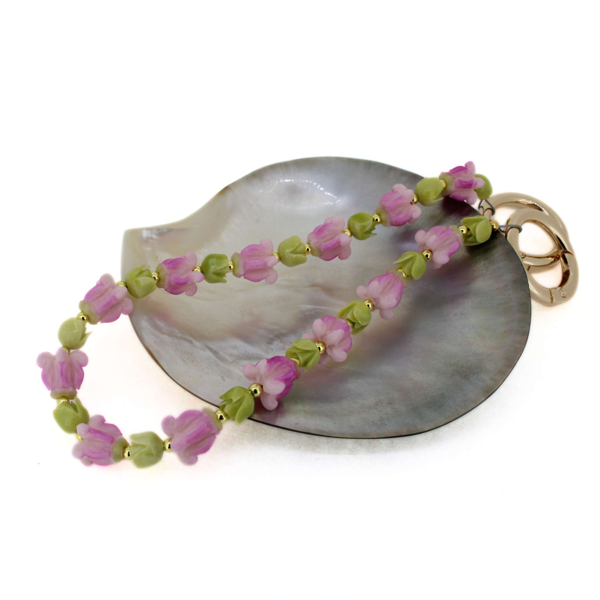 Short Purse Lei- Pink Crown Flower & Pakalana