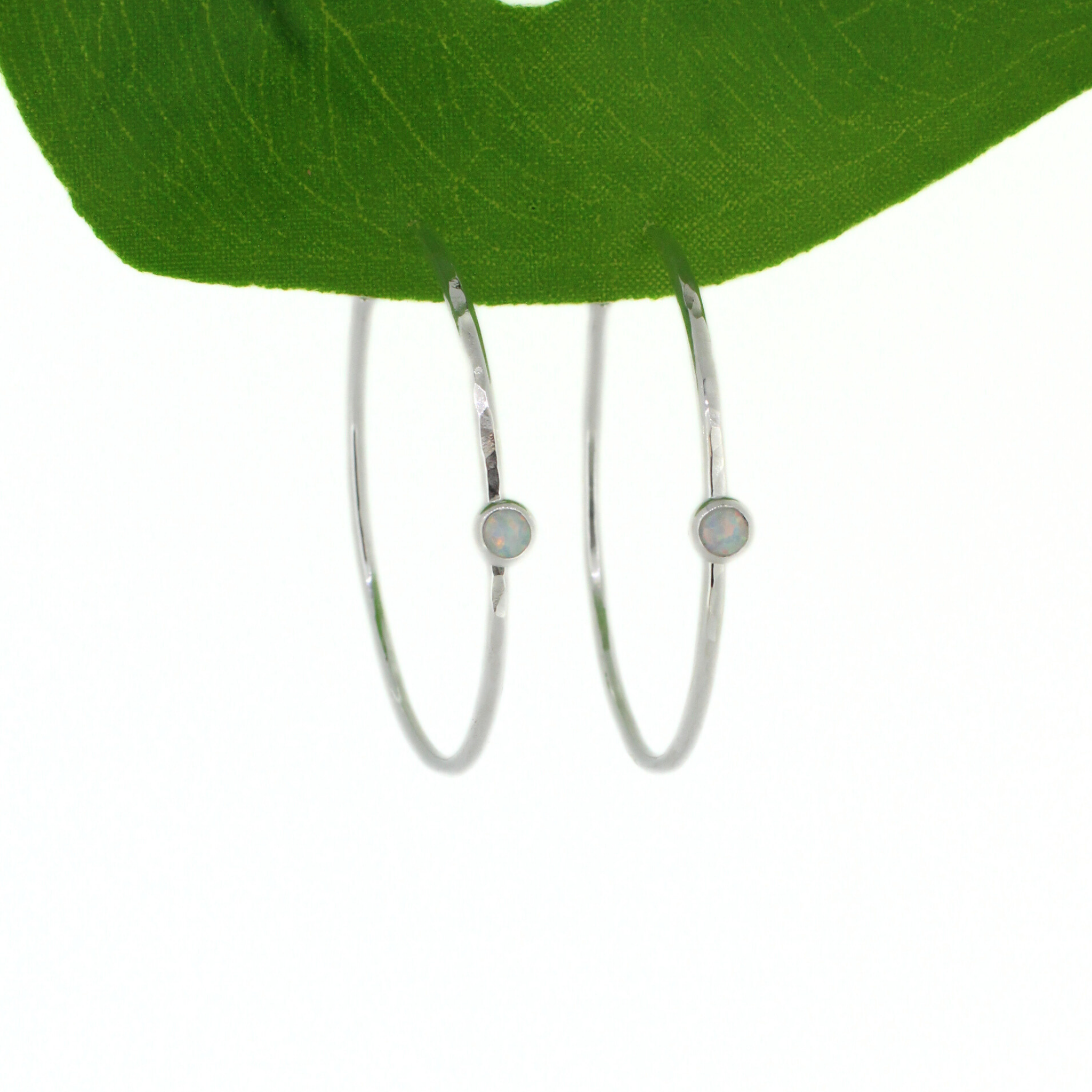 Brianne & Co. sterling silver opal hoop earrings