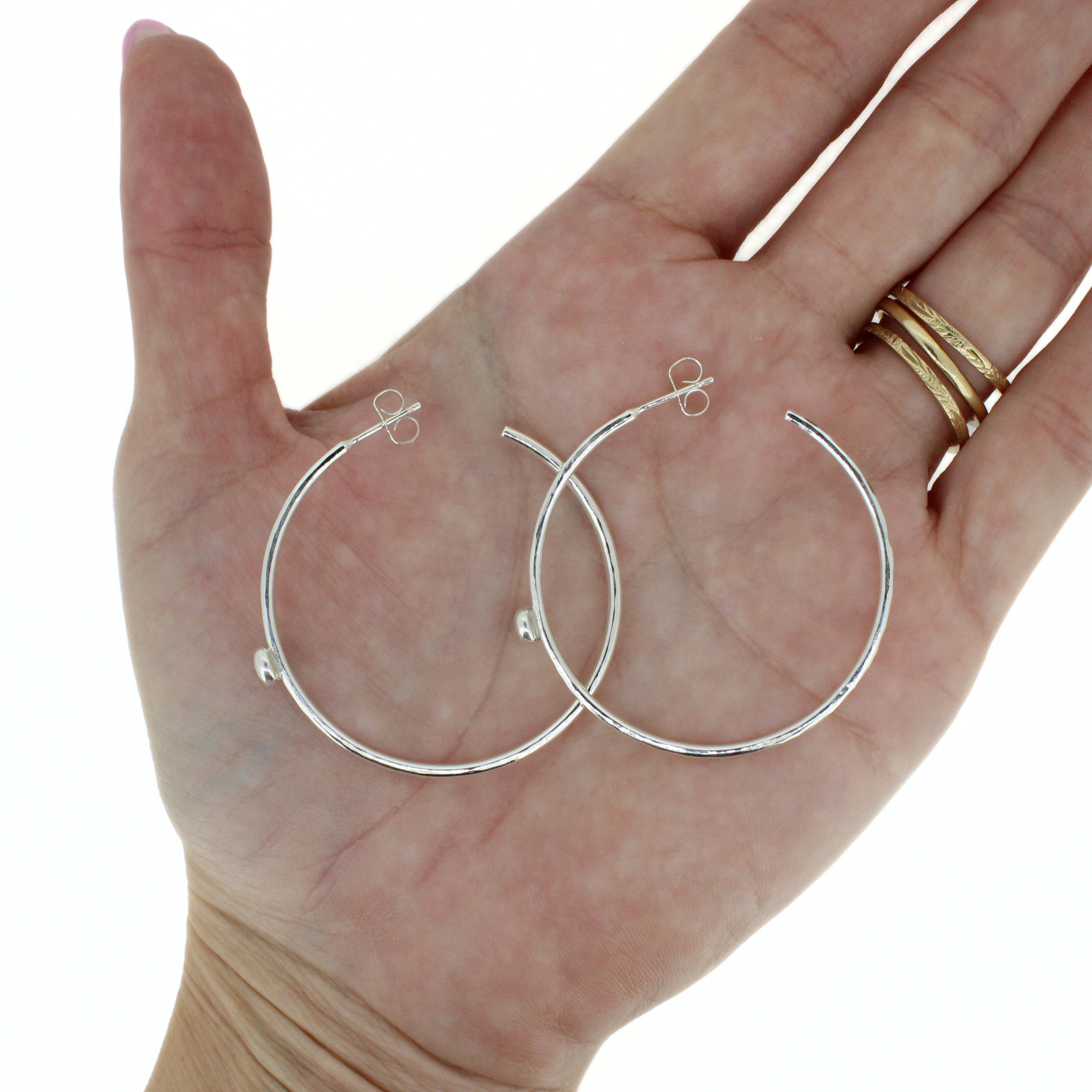 Silver Opal Hoop Earrings