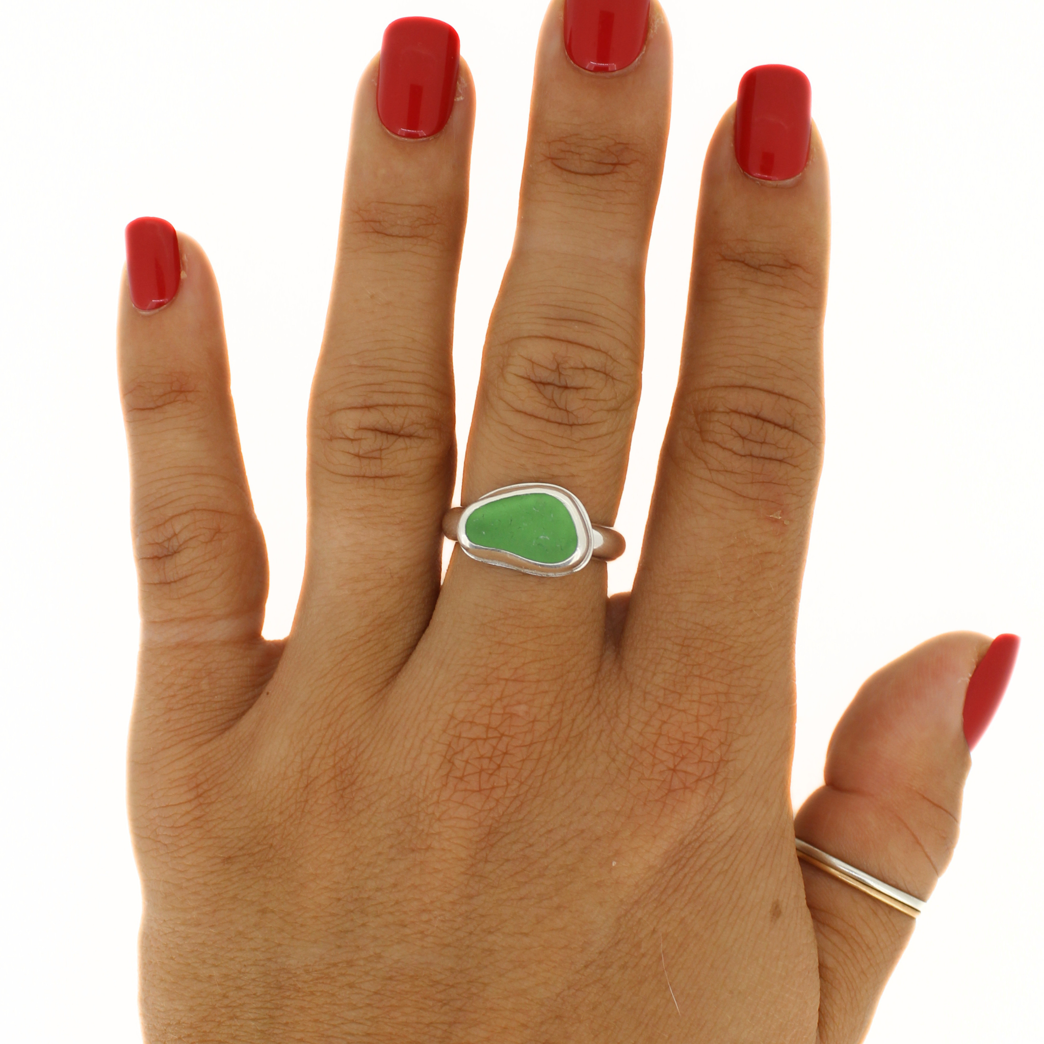 Sterling Silver Sea Glass Ring Size 7