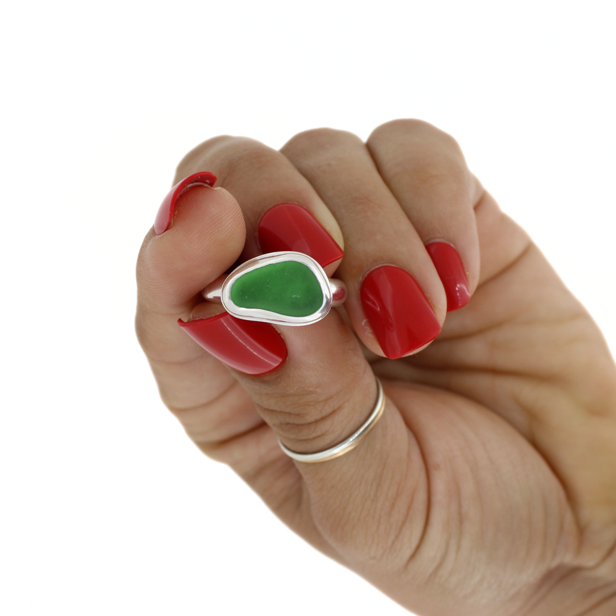 Sterling Silver Sea Glass Ring Size 7