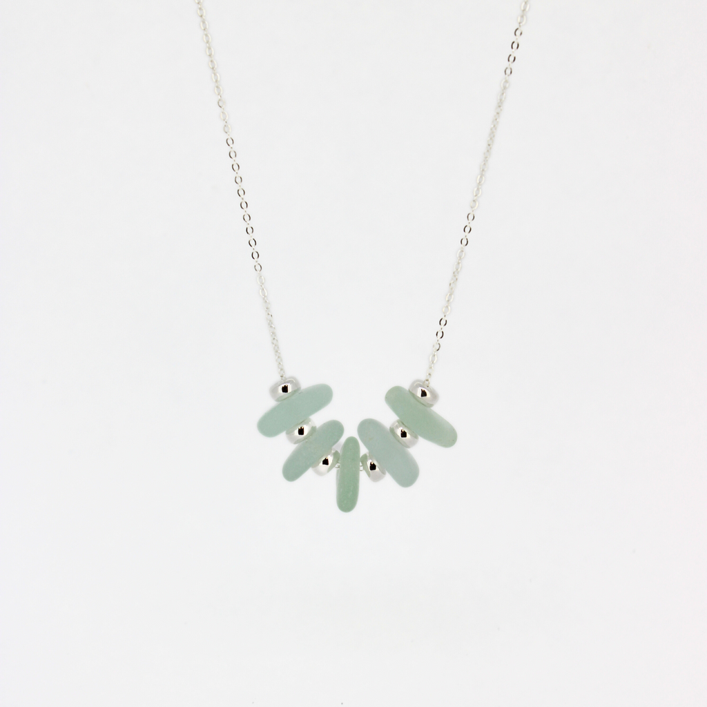 Brianne & Co. sterling silver blue sea glass floating necklace