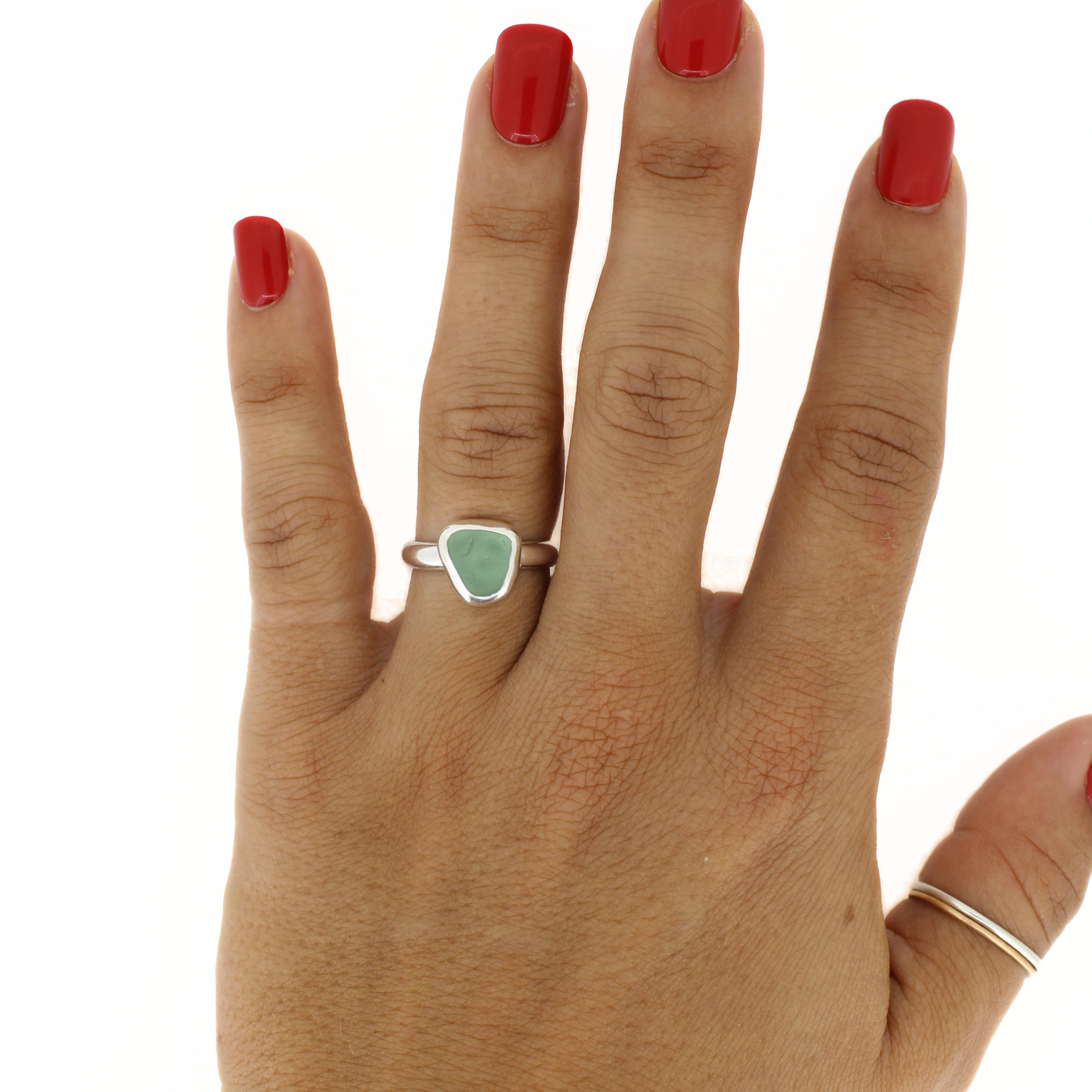 Sterling Silver Sea Glass Ring Size 6