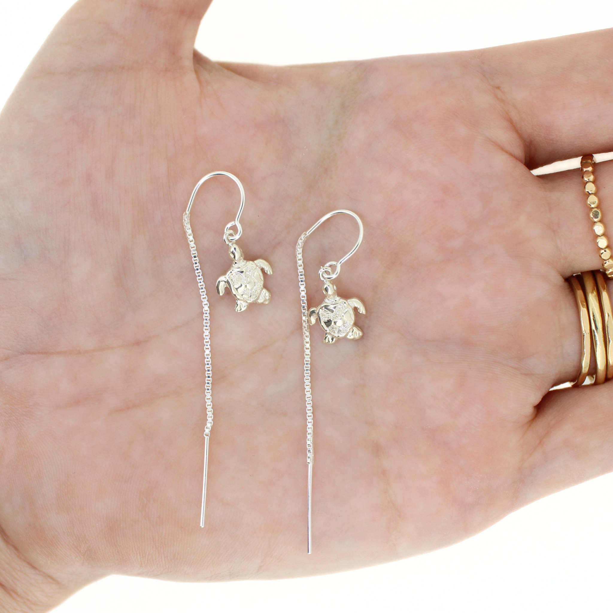 Sterling Silver Honu Turtle Threader Earrings