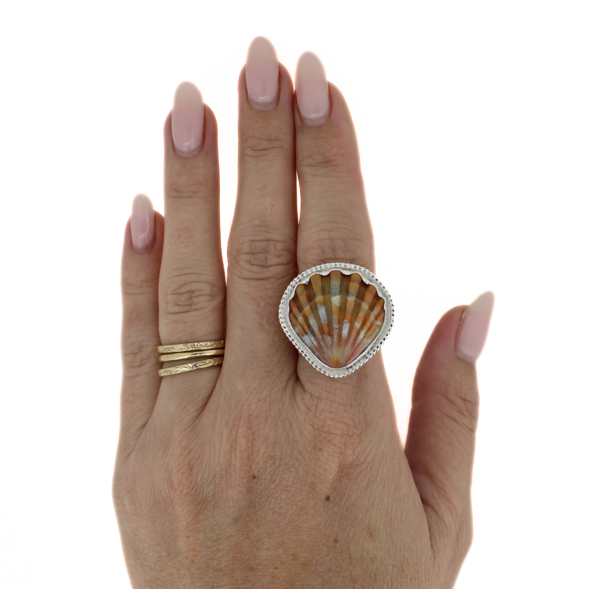 Sterling Silver Sunrise Shell Ring Size 7
