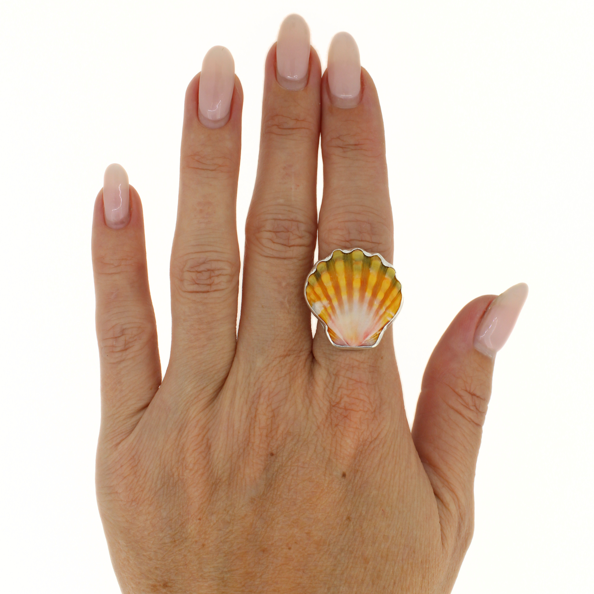Sterling Silver Sunrise Shell Ring Size 7