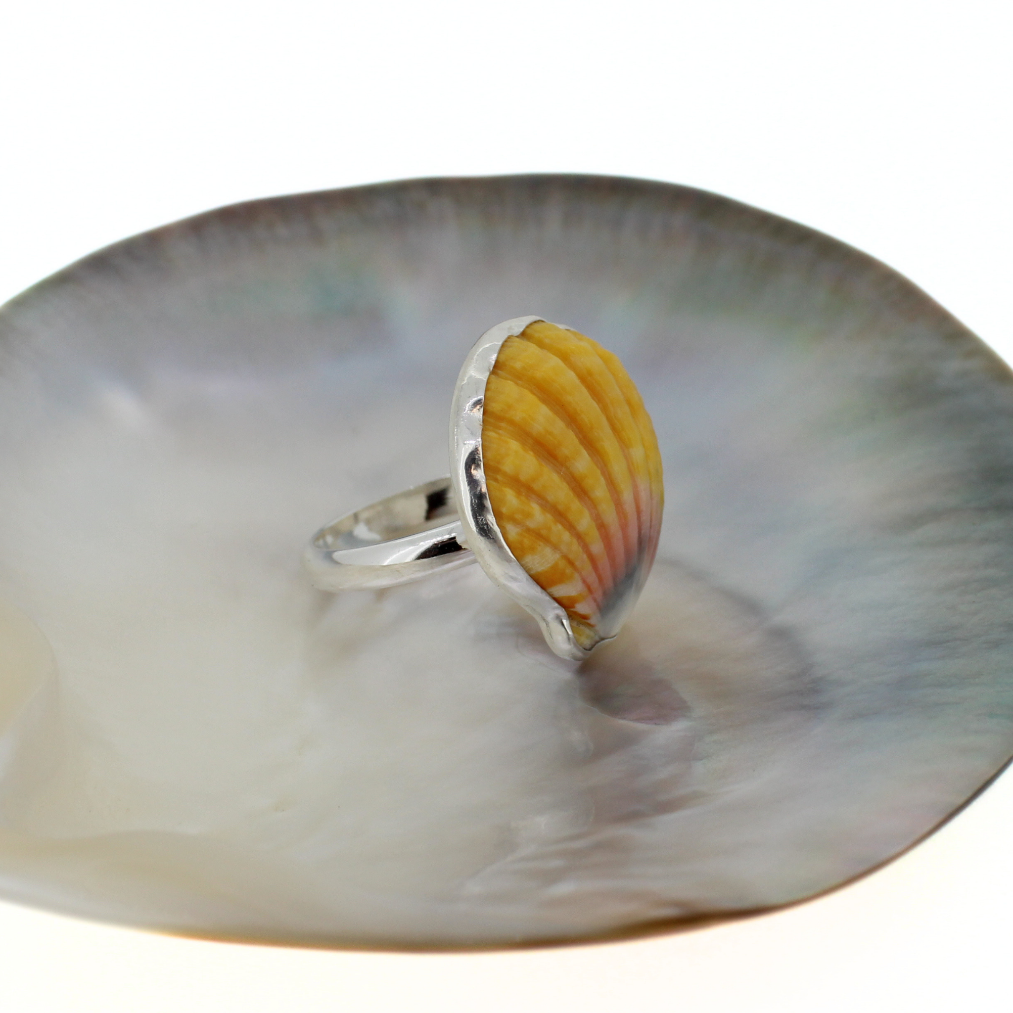 Sterling Silver Sunrise Shell Ring Size 9