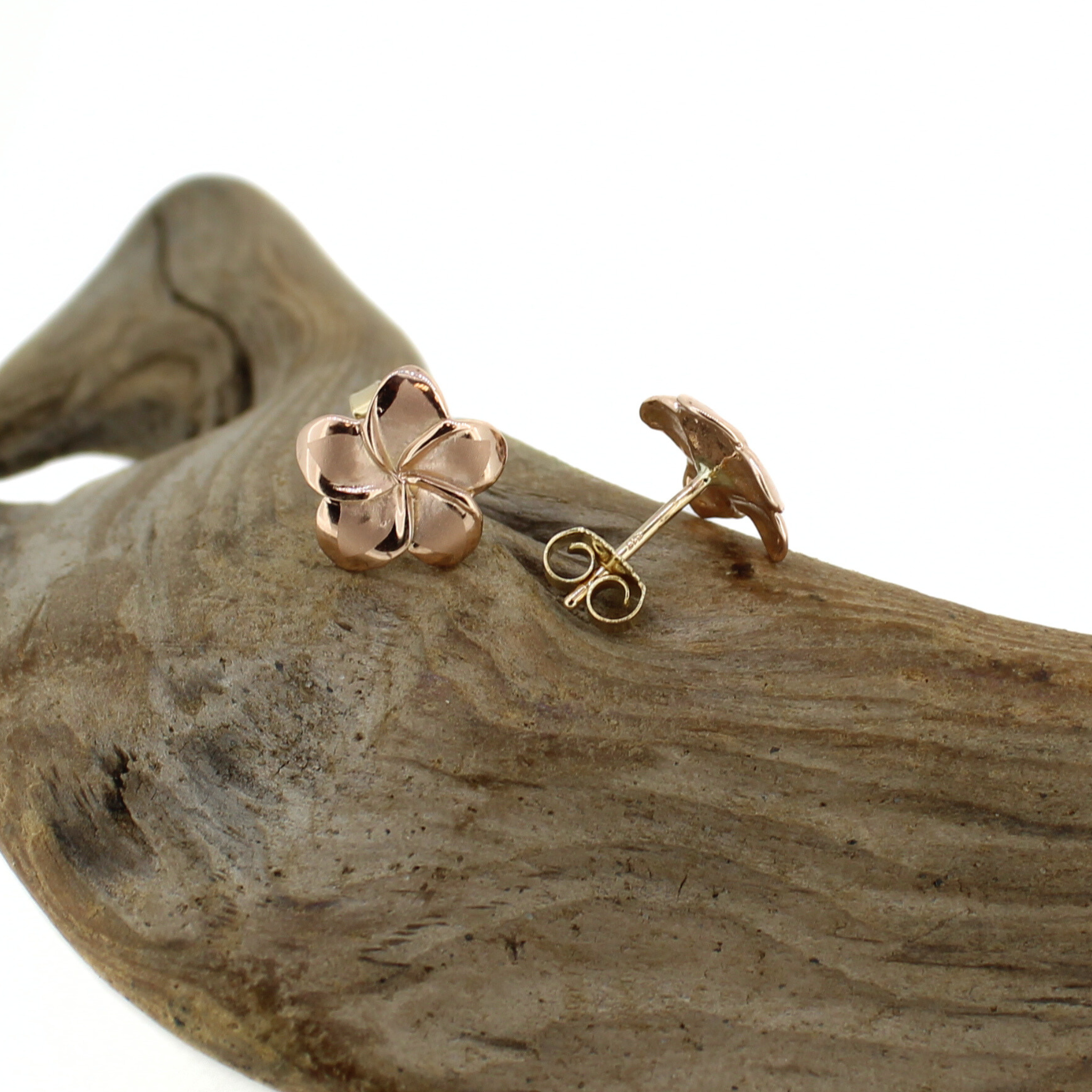14K Rose Gold Plumeria Earring Medium