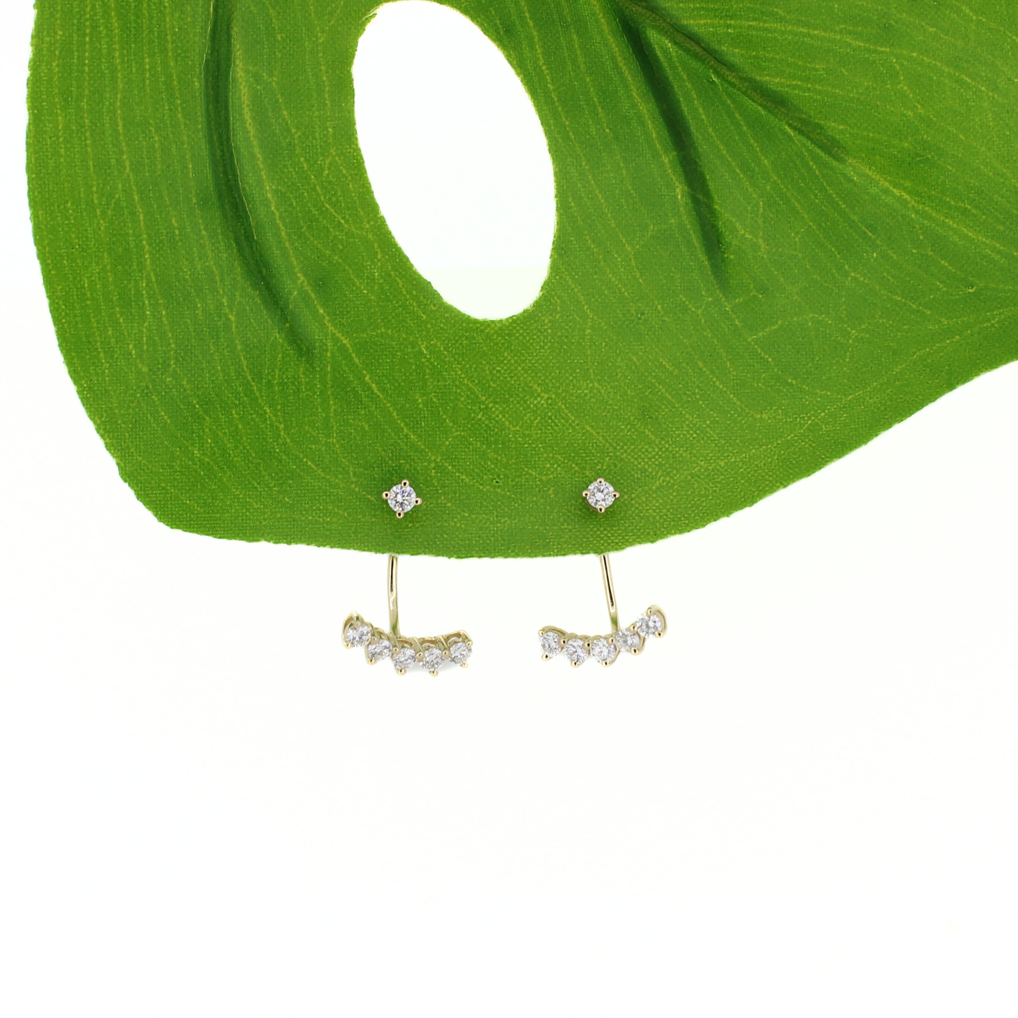 Brianne & Co. 14k gold lab grown diamond earring posts with a diamond earring jacket