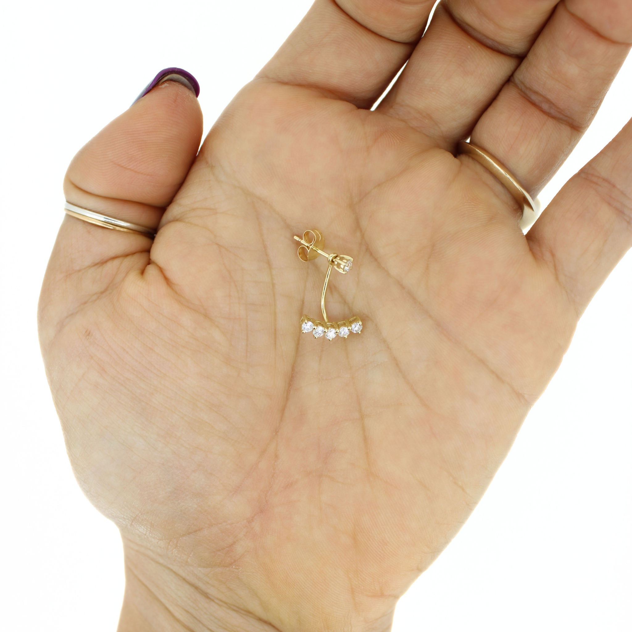 14k Gold Lab Diamond Posts w/ Earring Jacket