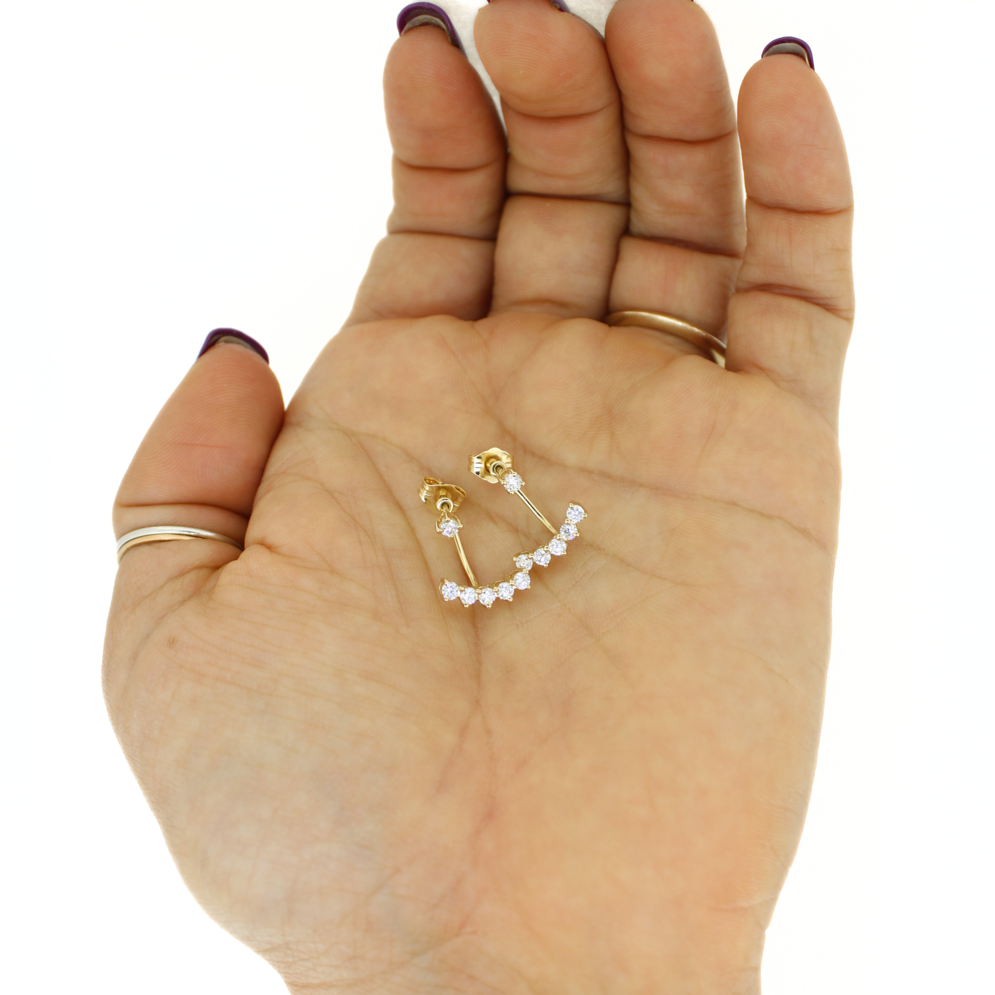 14k Gold Lab Diamond Posts w/ Earring Jacket