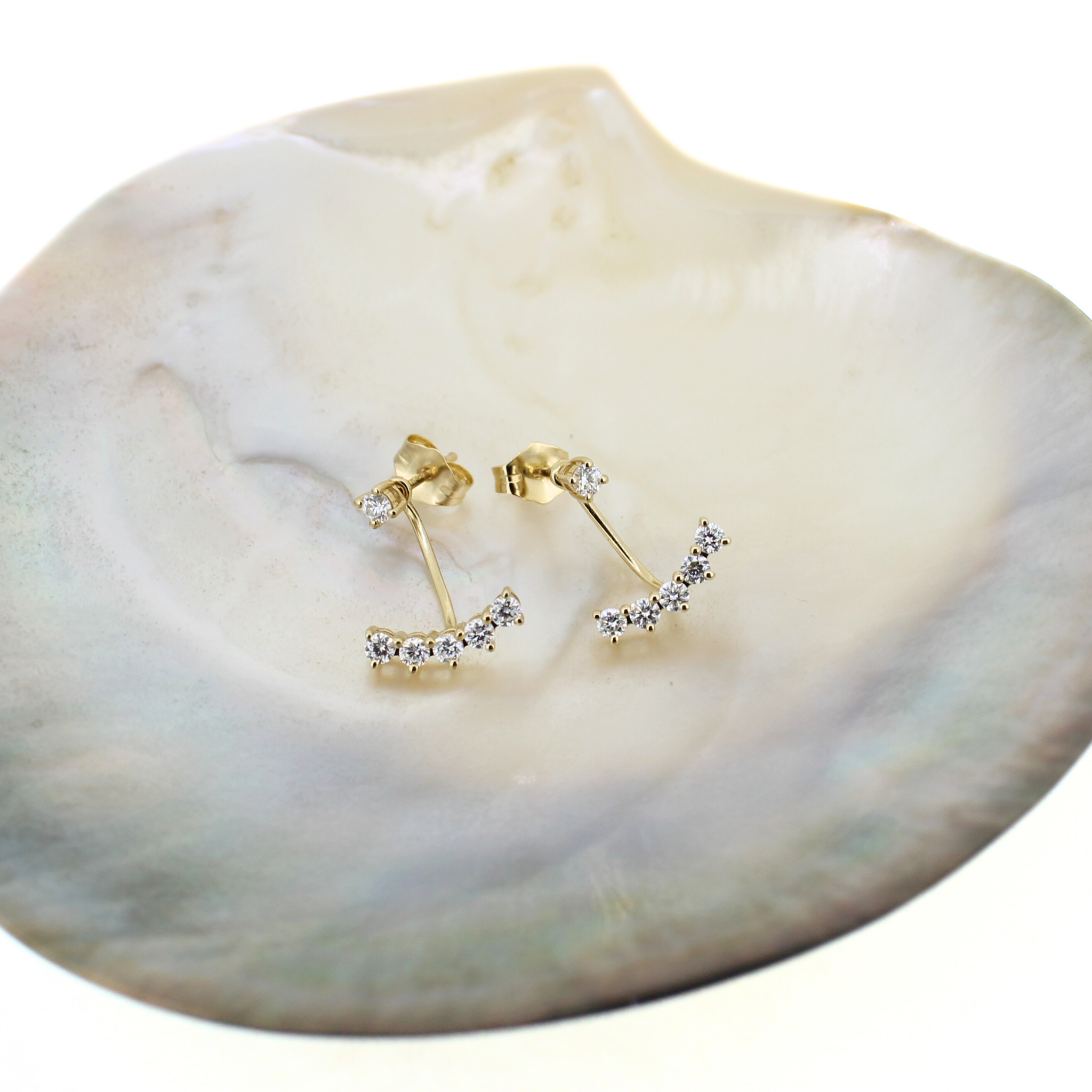 14k Gold Lab Diamond Posts w/ Earring Jacket