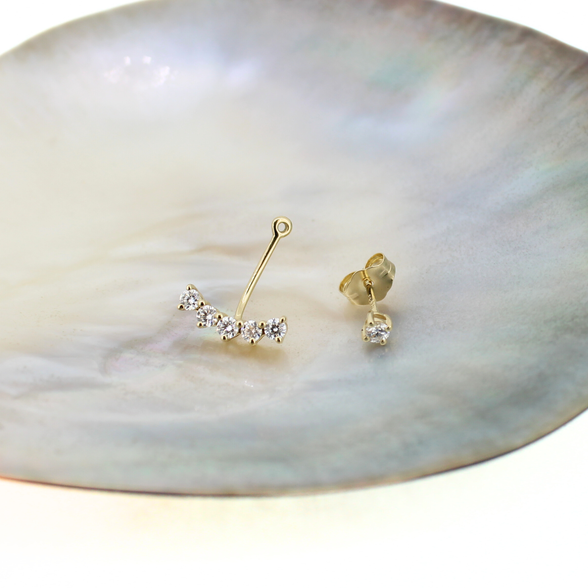 14k Gold Lab Diamond Posts w/ Earring Jacket