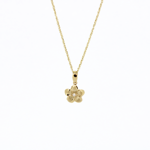 Brianne & Co 14k gold diamond plumeria pendant made in Hawai'i