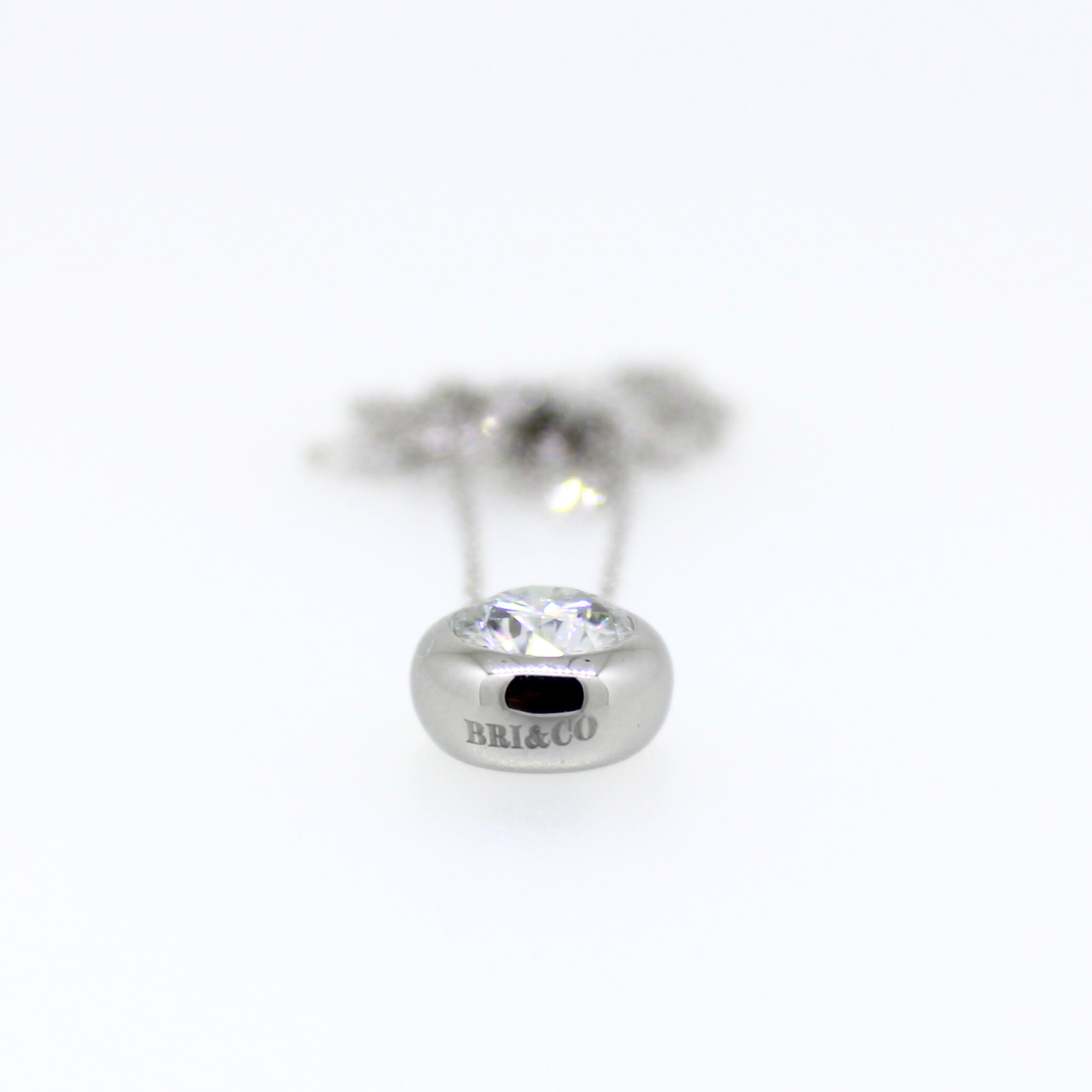 14k white gold moissanite necklace with Brianne & Co engraving