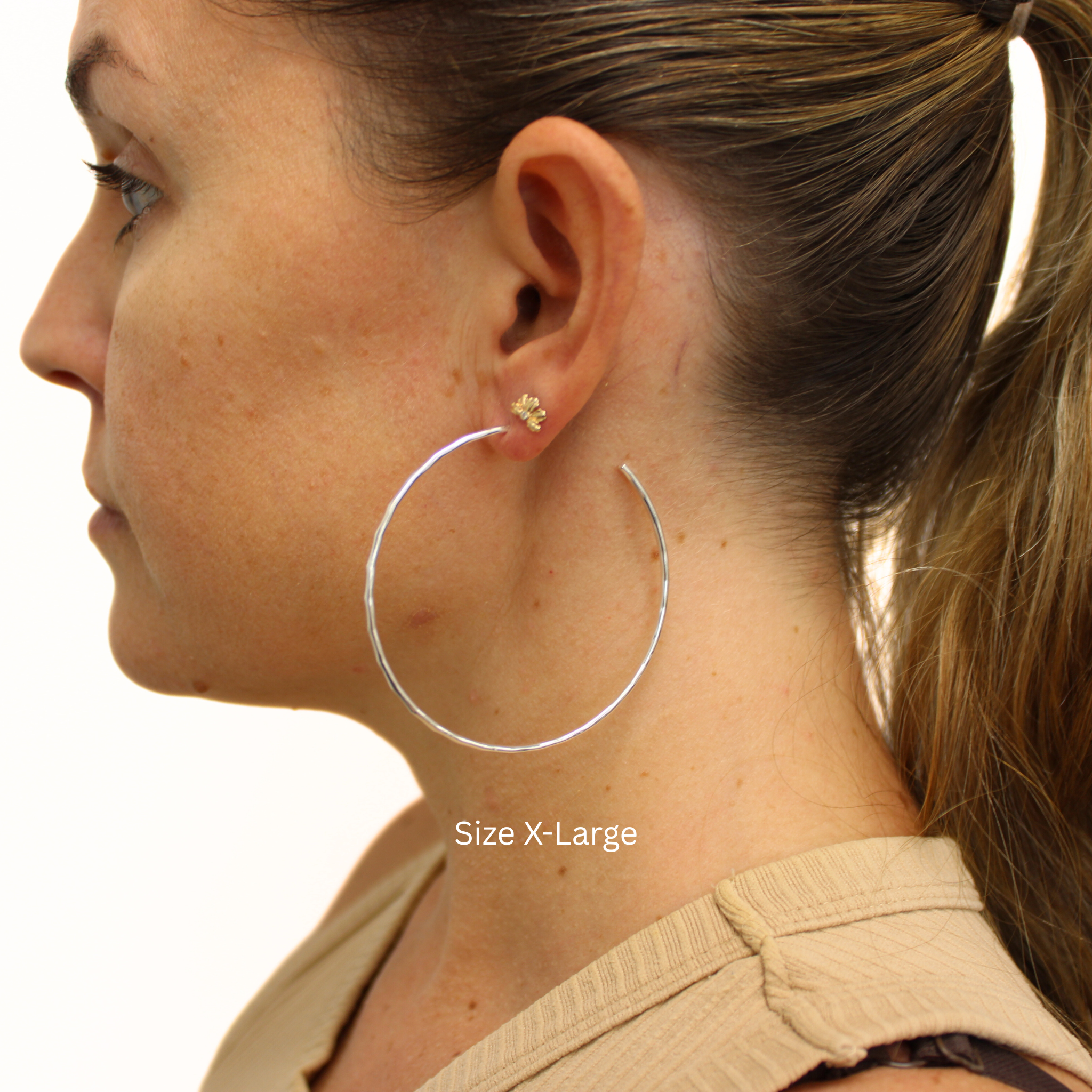 Sterling Silver Hammered Hoop Earrings