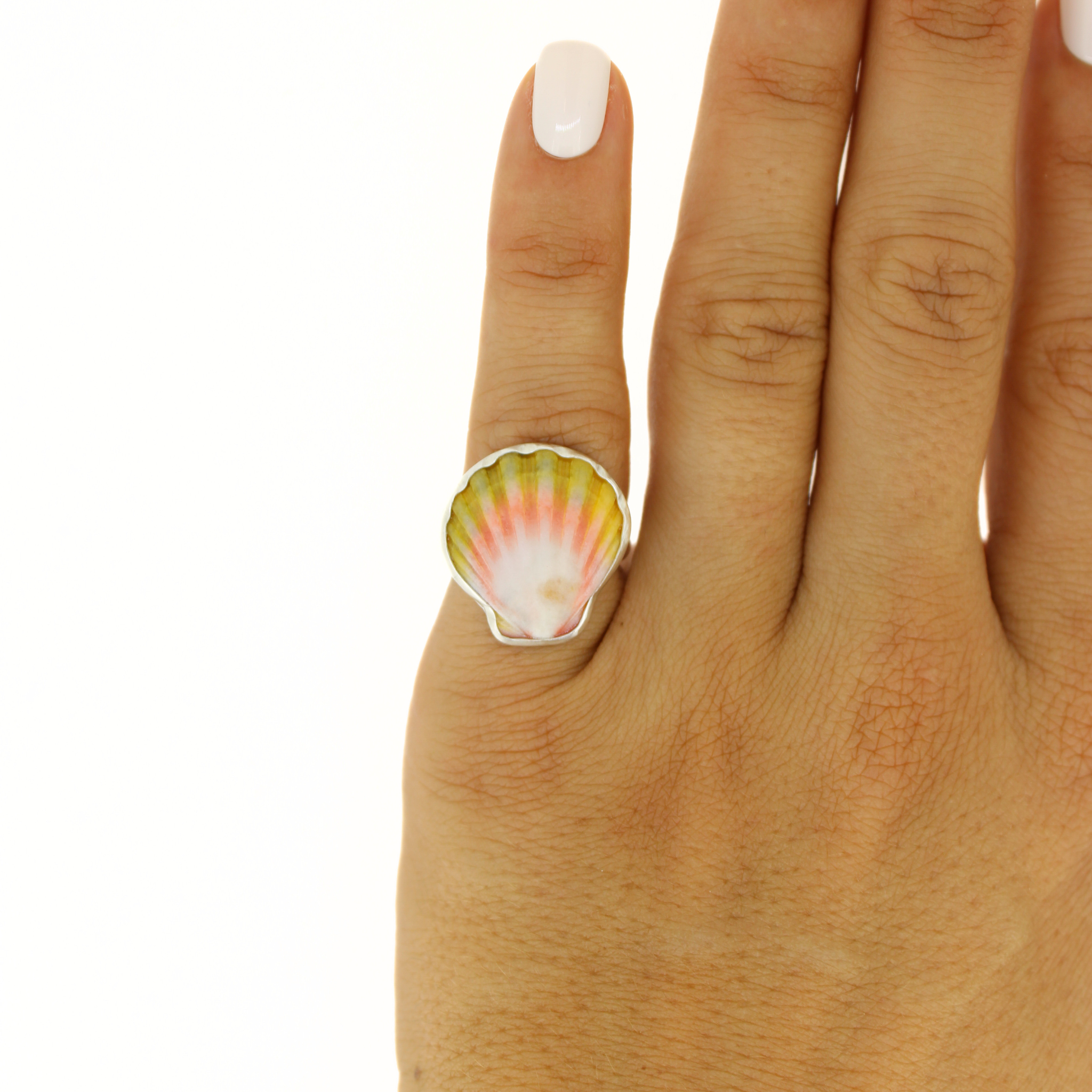 Sterling Silver Sunrise Shell Ring Size 5