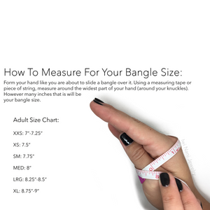 Brianne & Co slide on bangle size guide, how to measure bangle size