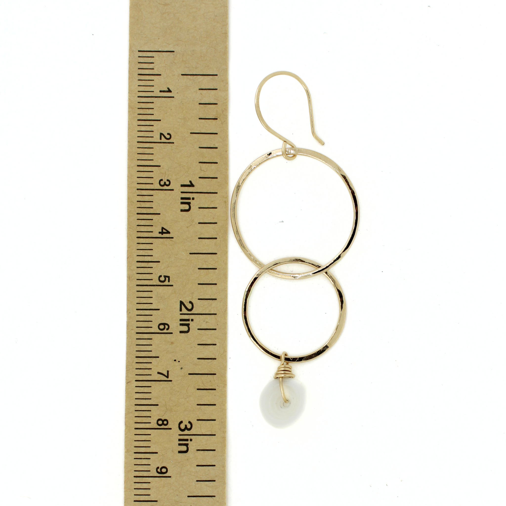 Gold Puka Shell Double Hoop Earrings