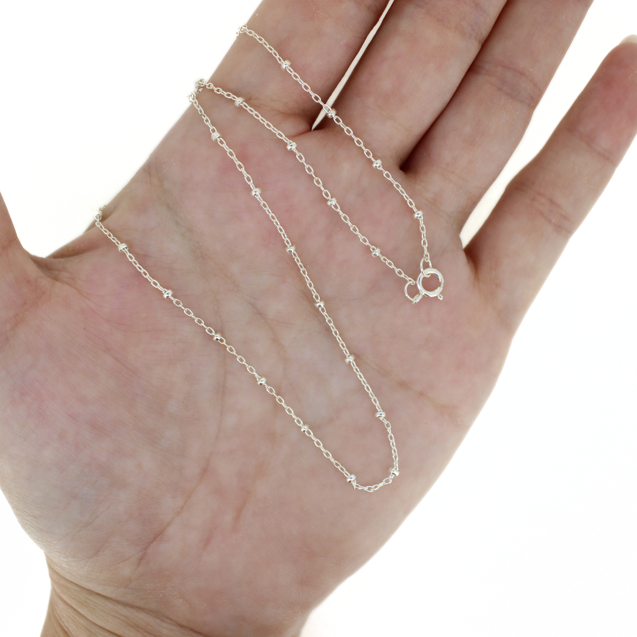 Brianne and Co. Silver Satellite Chain with 2mm Beads on hand
