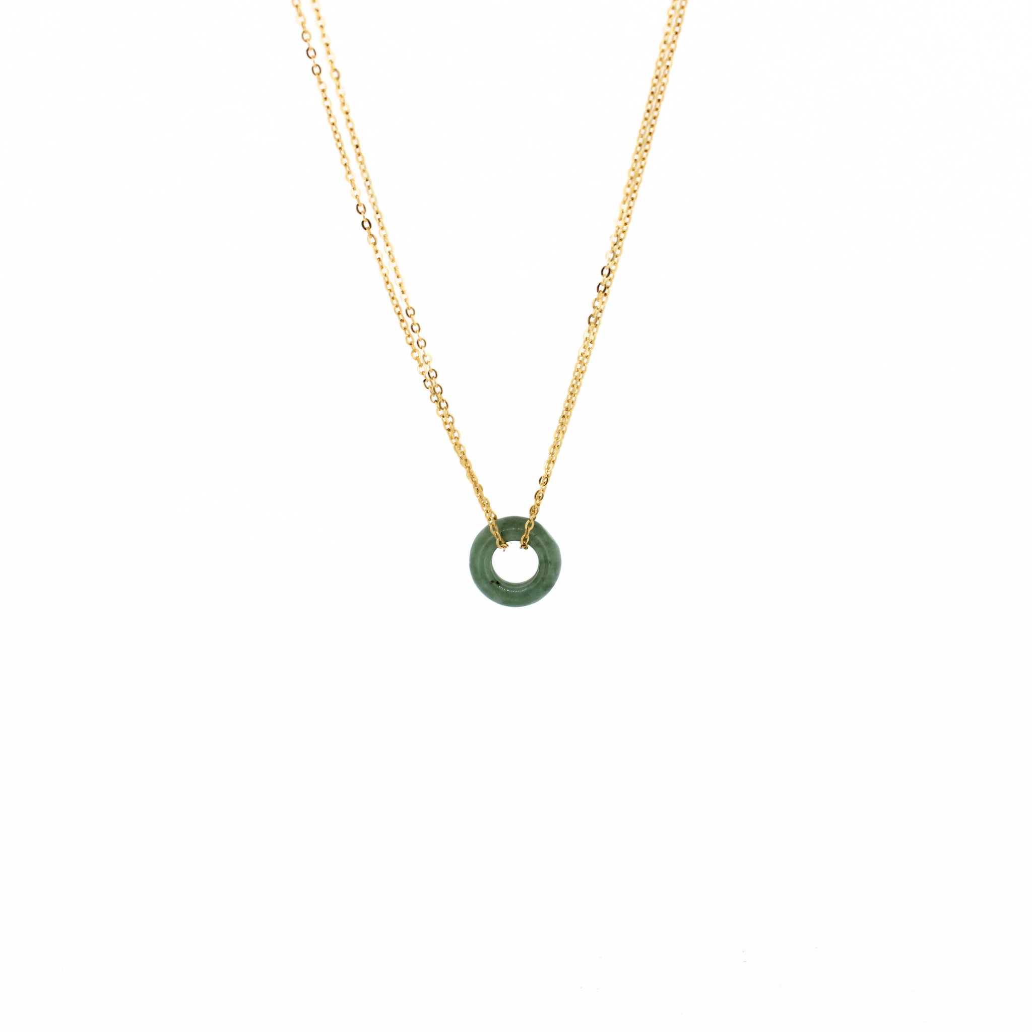 Brianne and Co gold fill olive green jade necklace