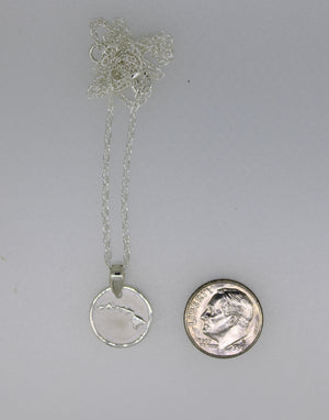 Size of sterling silver Hawaiian island coin pendant by Brianne  & Co.
