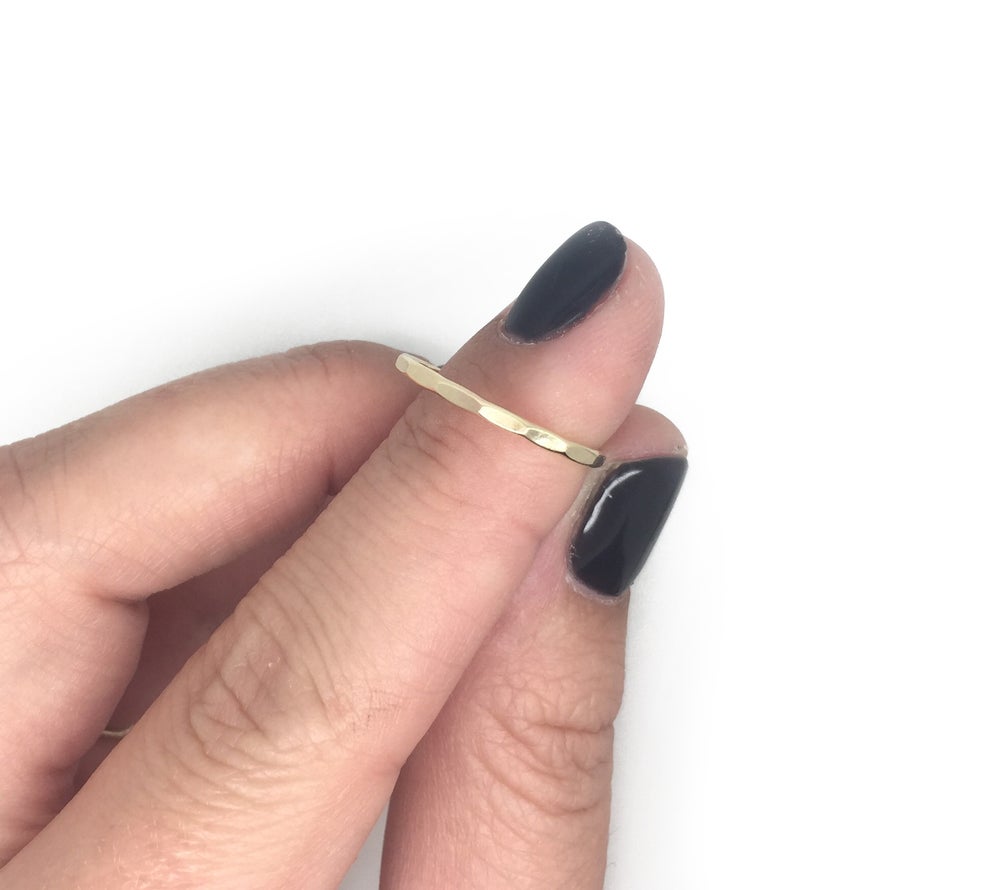 gold filled hammered stacker ring