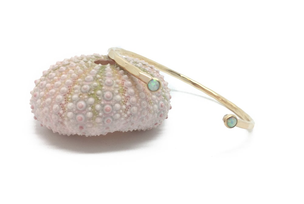 Brianne and Co gold filled cuff style bracelet with opals
