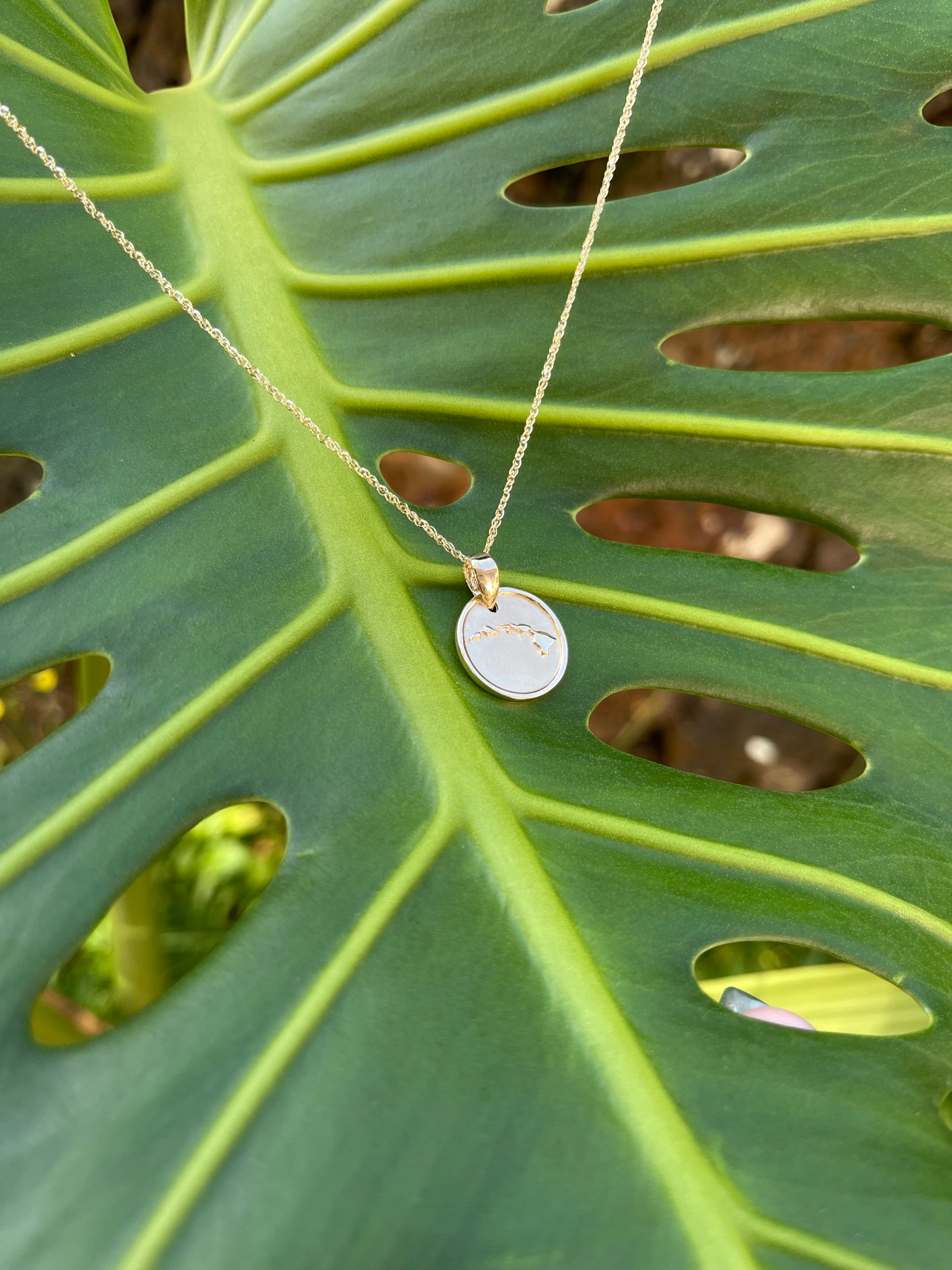 14k Gold Hawaiian Island Coin Pendant