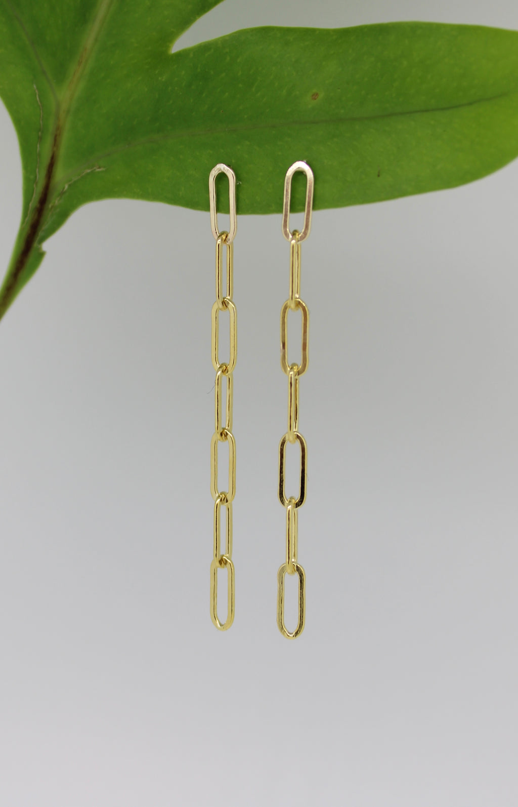 gold fill paper clip dangle earrings
