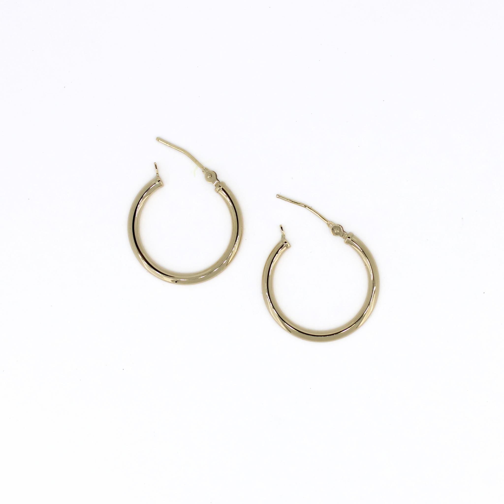 14k gold 20mm click style hoop earrings by Brianne & Co.