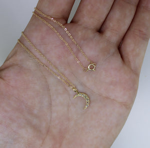 Brianne & Co. solid 14k gold diamond crescent moon necklace