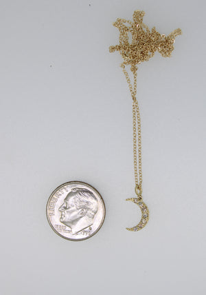 diamond moon necklace in 14k gold by Brianne & Co.