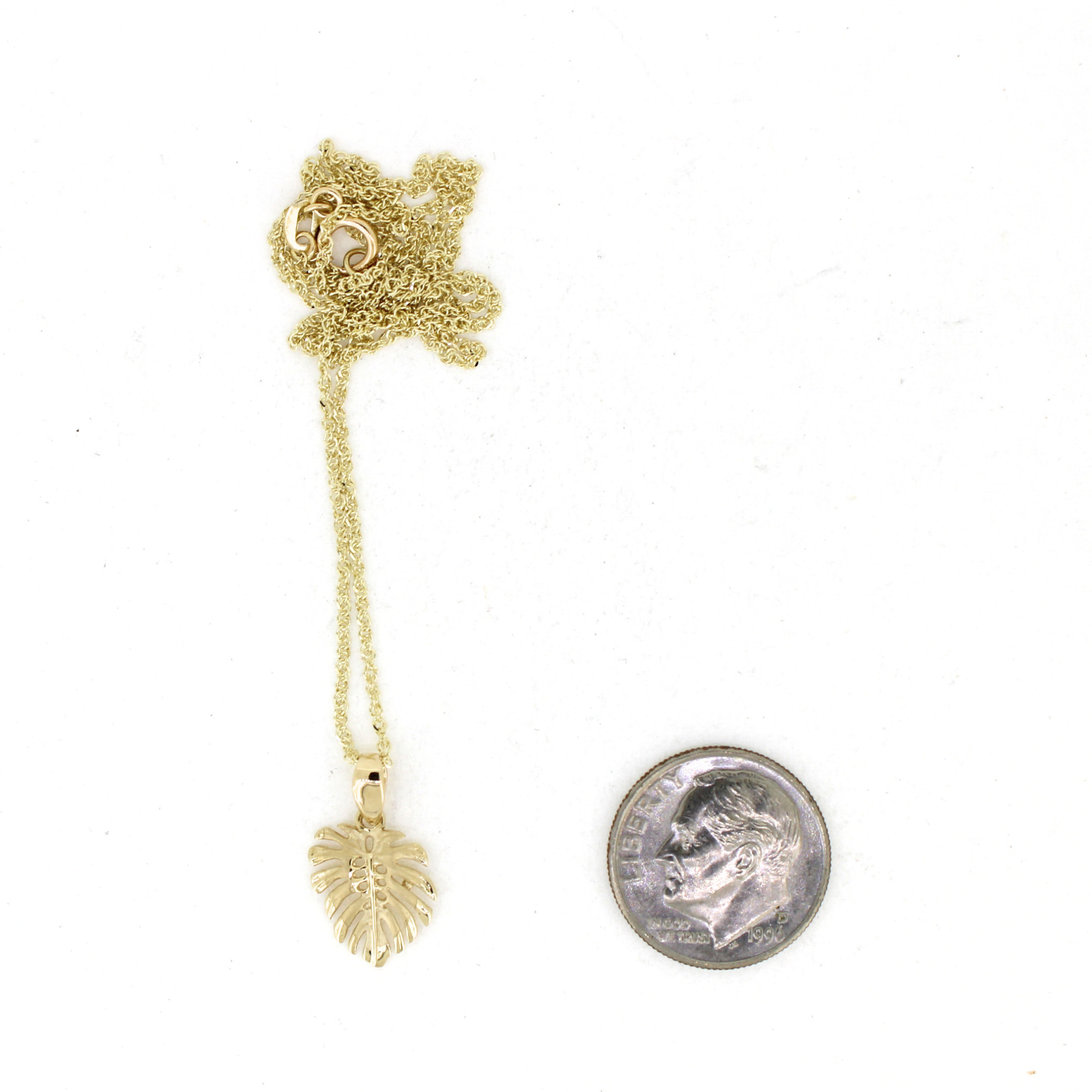 14k Gold Monstera Necklace Small