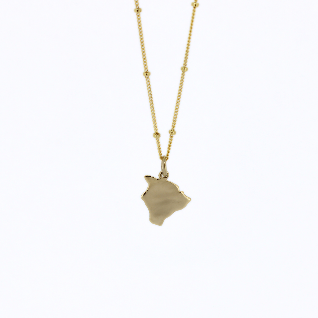 Brianne & Co. 14k gold Hawaii island pendant on a gold filled satellite chain