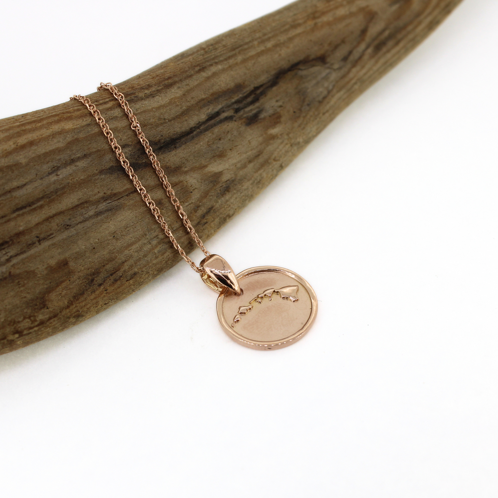 14k rose gold Hawaiian island coin necklace by Brianne & Co.