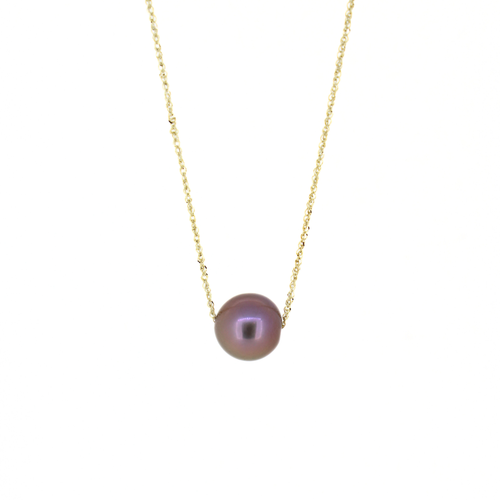 Brianne & Co. 14k Gold Deep Purple Edison Pearl Floating Necklace 16" long