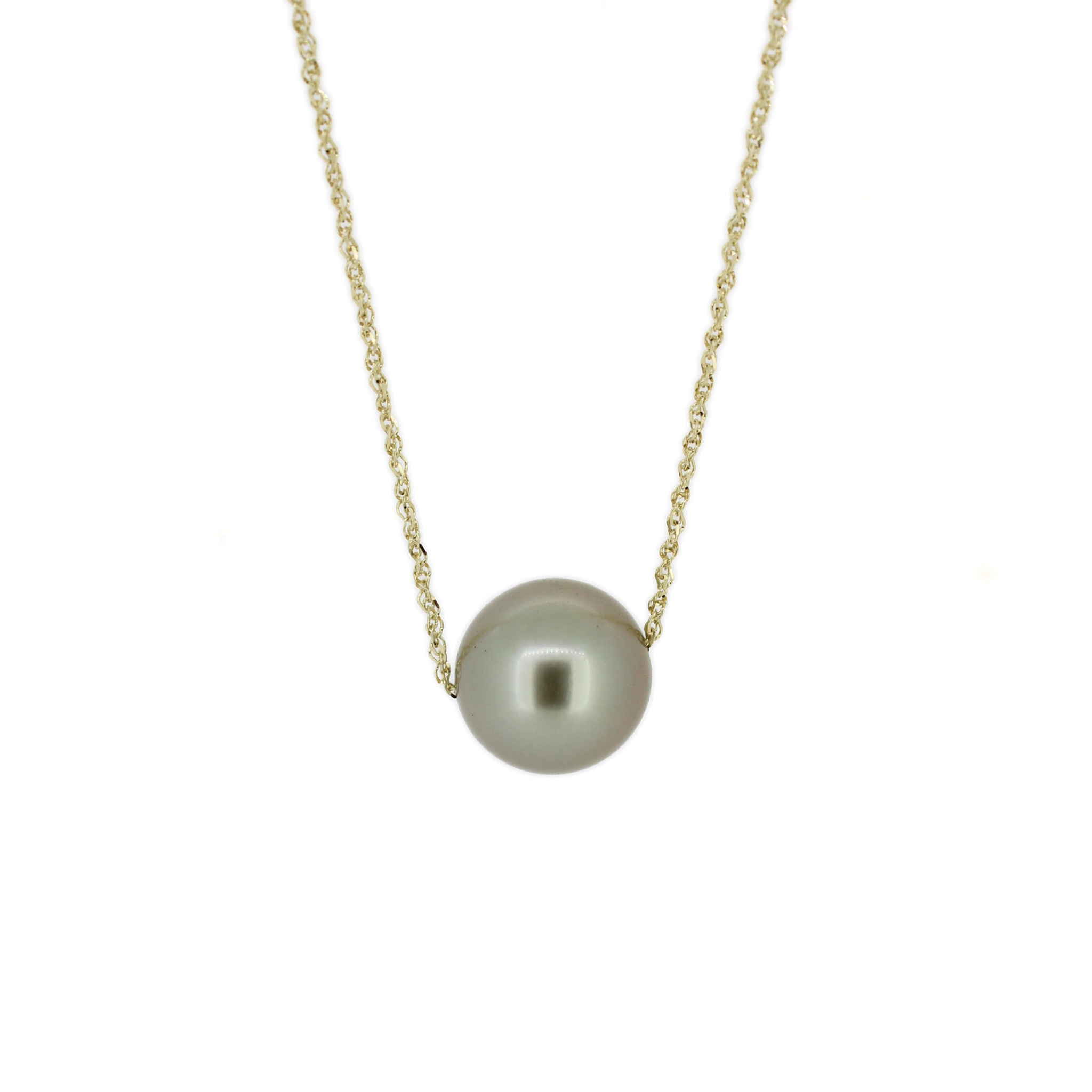 Brianne & co. 14K Gold Pastel Green Tahitian Pearl Floating Necklace 20"