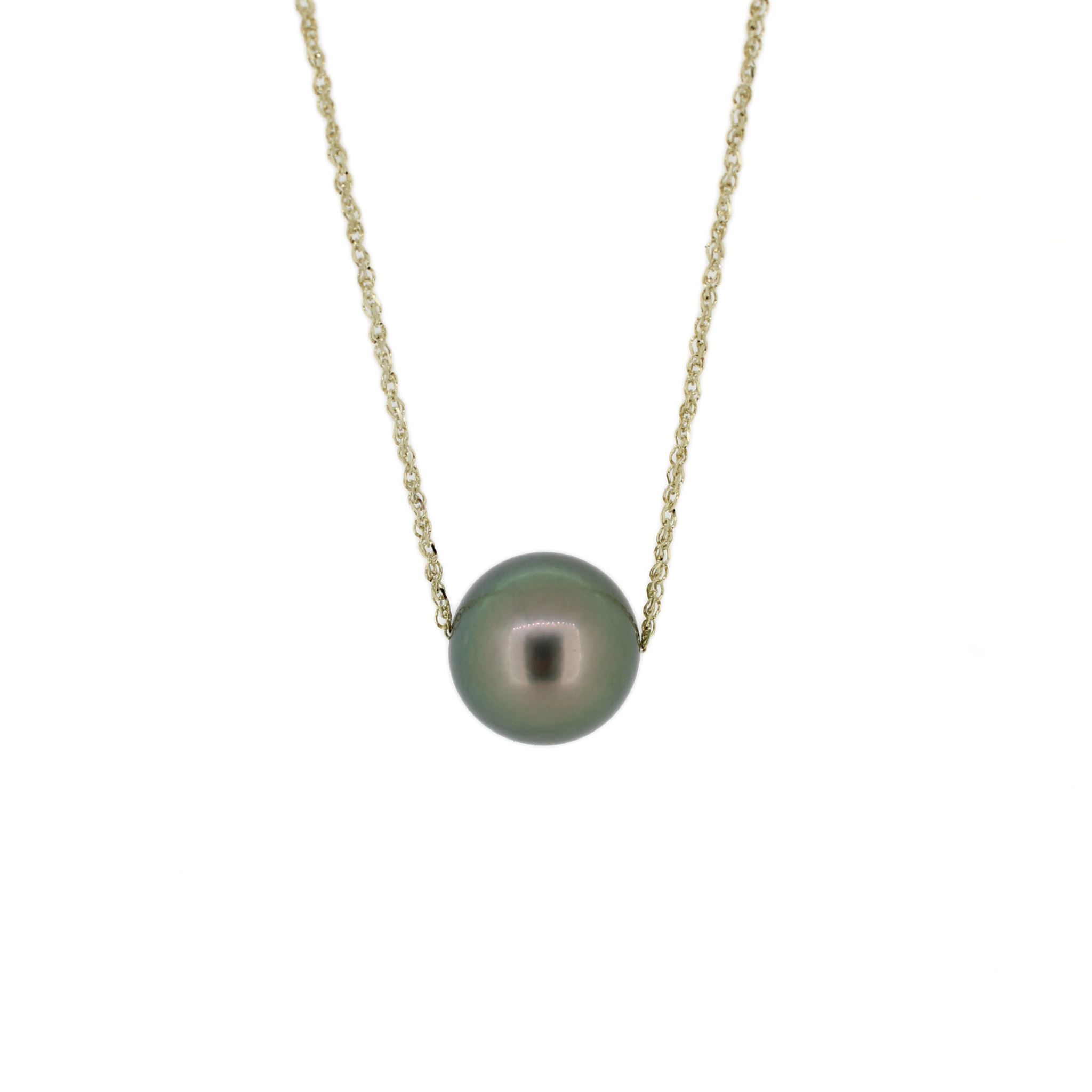 Brianne & co. 14K Gold Peacock Tahitian Pearl Floating Necklace 20"