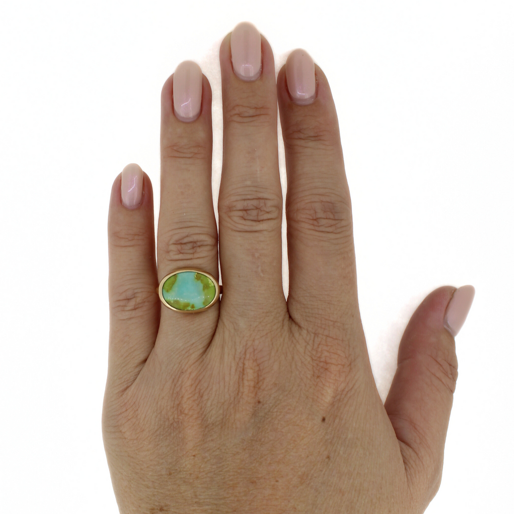 14k Gold Sonoran Gold Turquoise Ring – Size 5.75 (Fits Like 6)