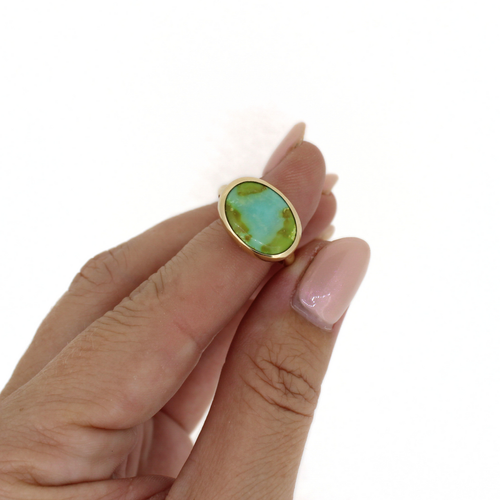 14k Gold Sonoran Gold Turquoise Ring – Size 5.75 (Fits Like 6)