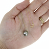 14K Gold Tahitian Pearl Floating Necklace 18"