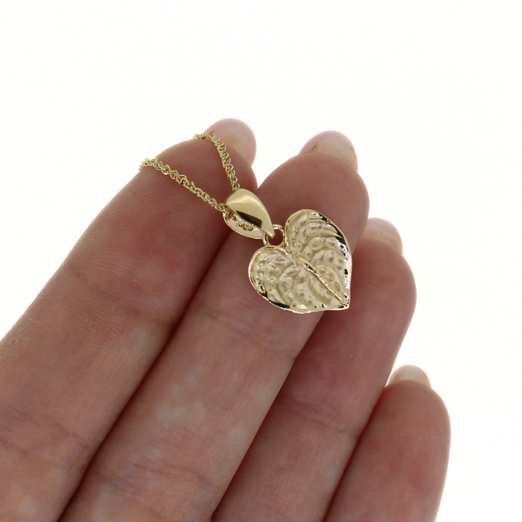 14k Gold Anthurium Flower Necklace