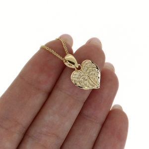14k Gold Anthurium Flower Necklace