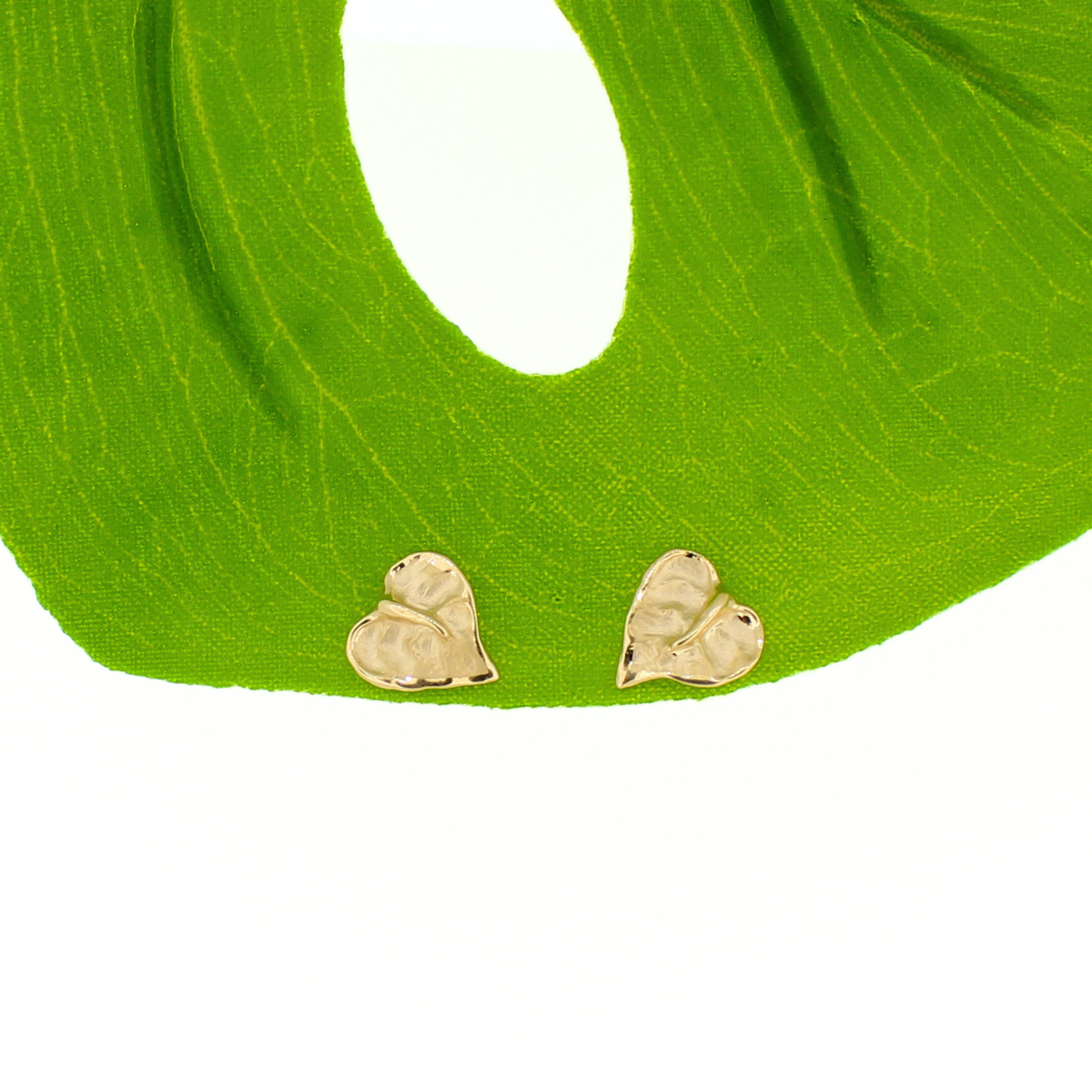 14k Gold Small Anthurium Flower Stud Earrings